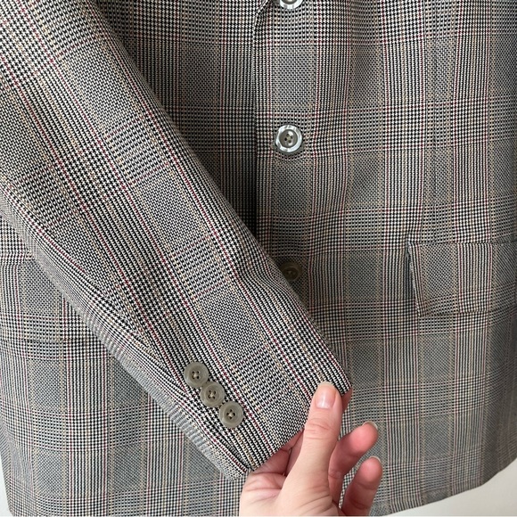 Vintage 1980s Impex International Blazer Hand Tailored Glen Plaid, 40R - Picture 2 of 11